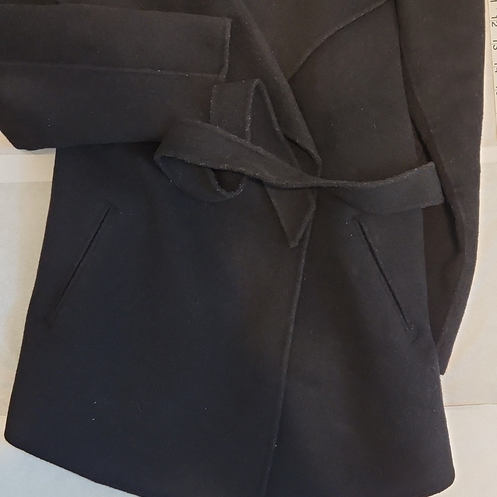 J. Jill Sz S Black Wool Angora Rabbit Hair Blend Belted Shawl Wrap Jacket